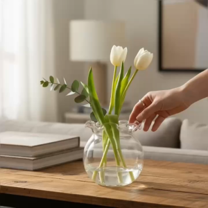 Bình Thủy Tinh Tròn Trong Suốt D11cm B7 – Cắm Hoa Nuôi Cá Mini Decor Nhà Cửa