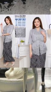 Atasan Kebaya Bordir Modern Irene Bahan Silk Korea Premium Lengan 3/4 Warna Abu Kekinian | Pakaian Wisuda Acara Pesta Kondangan Wanita Elegan Mewah Terbaru