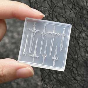 1Pcs 3D Retro Sword Silicone Nail Art Mold 8 Types Cross Swords Carving Nails Stencils Manicure Y2K Punk Daggers Manicure Molds