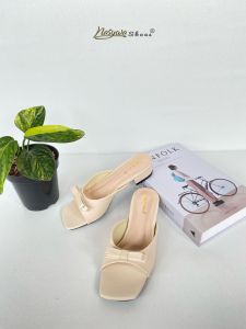 sandal heels wanita elegan hak tahu 3cm Vitta tumpuk