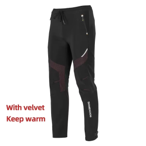 ROCKBROS Winter Warm Bike Pants Outdoor Sport Thermal Fleece Bicycle Long Trousers Waterproof Running MTB Road Cycling Pants