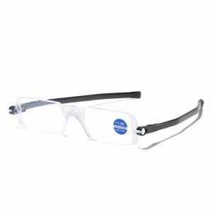 แบบพกพา 360 องศาหมุนไม่มีเล็บแว่นตาสําหรับผู้สูงอายุ Ultra-Light Anti-Blue Light ไม่มีกรอบตัดขอบเลนส์
