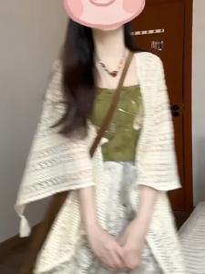 FASHLOVER Tassel Knitted Cardigan Retro Ethnic Style Smock Holiday Style Thin Women Shawl