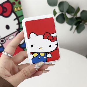 Sanrio | Cute Cartoon Sanrio Hello Kitty Strong Magnetic Wallet Card Holder Leather Case For iPhone 17 16 15 14 13 12 Pro Max For Girls