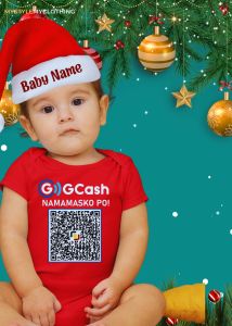 Baby QR Code Personalized Christmas Holiday Insta Gift Onesies with Baby Name Santa Hat