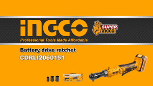 INGCO 20V Lithium Battery Cordless Drive Ratchet with Battery and Charger Carry Box CDRLI2060152