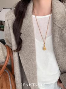 Elegant Womens Sweater Chain Necklace High Quality Gold Shop Ethnic Style New Chinese Gourd Pendant Luxury Fashion Jewelry