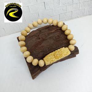 gelang kayu KEMUNING GADING UKIR BUNGA A54