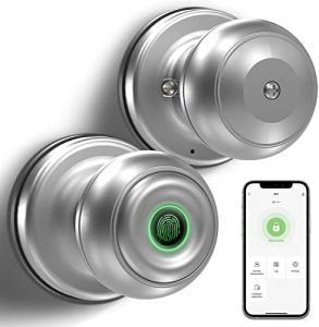 Smart Door knob Fingerprint Door Lock Smart Lock Biometric Door Lock Spherical Fingerprint Door knob with App Control For Bedrooms Cloakroom Apartment Office Hotels