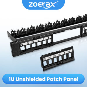 ZOERAX 24-Port Cat6 Cat5e Unshielded Patch Panel，Removable Inserts，19-Inch/1U Network Patch Panel Use only Slim Profile Keystone