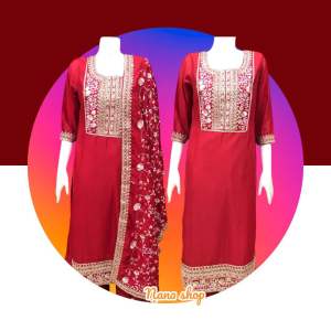 ✈️lndia Dress Fabric Reyon frock-Pent Dupatta Zari Work(set)ชุดเซ็ต3ชิ้น คอตตอลแบรนด์เกรดพรีเมี่ยมจากอินเดีย พร้อมส่ง