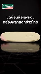 Seagull ชุดช้อนส้อมพร้อมกล่องพลาสติก 4 สี ข้าวไทย