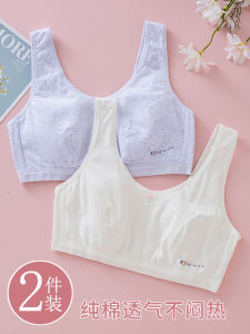 Pure Cotton Teenage Girl Bra Vest Underwear Development Period Sports Style Full Cup Fixed Strap No Steel Ring Summer Wear