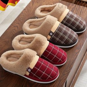 Thermal Cotton Slippers Cotton Slippers for Middle-Aged and Elderly People Fleece-lined Winter Thickened Non-Slip Cotton Slippers Male and Female Home Half-Covered Heel