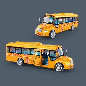 Inertial Sound and Light Campus Bus Bus Taxi Model with Light and Music Childrens Toy Birthday Gift