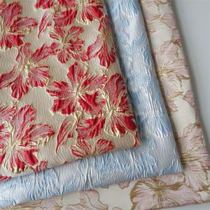 Big Flower Gold Silk Yarn Weaving Jacquard Embossed Fabric Sewing Clothes Bunny Skirt Dress Fabric Per Meter TJ21233