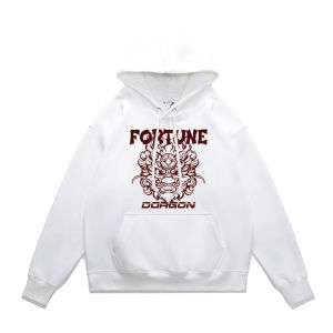 Red Snake Year Chinese Zodiac Cotton Fleece Hoodie Mens Autumn Winter Jacket Heavyweight Pure Cotton Trendy Brand Sweatshirt