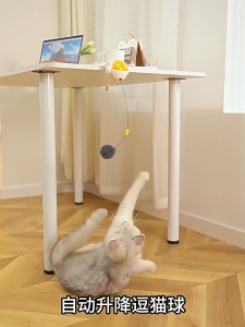 HATELI Electric Cat Toy Ball Automatic Lifting Spring Rod To Relieve Boredom Plush Ball lifting Ball Interactive Puzzle Smart Pet Toy Retractable Durable Rope(battery not included)