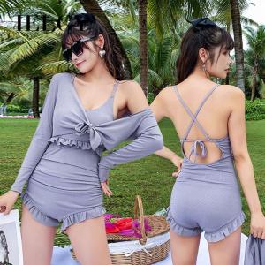 IELGY สีทึบผู้หญิงแฟชั่นสำหรับผู้หญิงที่ใส่ได้กับทุกชุดรูปร่างเพรียวบางชุดว่ายน้ำสุดฮอตเนื้อบาง