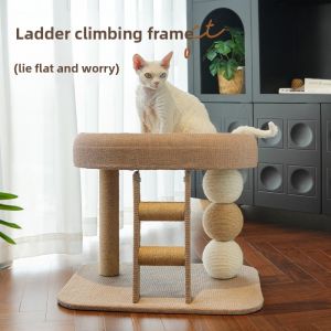 Durable Cat Scratching Post And Bed Integrated Design Wear Resistant Climbing Platform for Large Cats Double Layer round Structure
