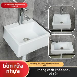Bồn Rửa Bằng Nhựa Treo Tường Đơn Giản Dài Và Hẹp Không Cần Đục Lỗ Bồn Rửa Mặt Nhỏ Cho Phòng Tắm Nhỏ