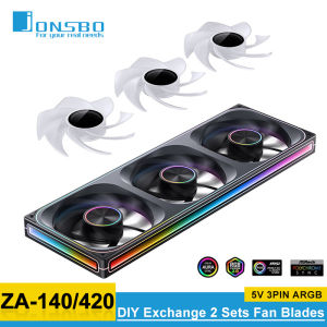 Jonsbo ZA-140/420 Computer Case Fan DIY Exchange 2 Sets Fan Blades 5V ARGB 140mm ZA-420BR PWM Reverse Combination Cooling Fan