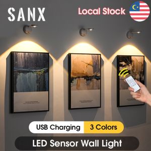 SANX LED Motion Sensor Wall Light USB Rechargeable Night Light Wireless Dimmable Led Spotlight Hand-Held Portable LED Emergency Lights