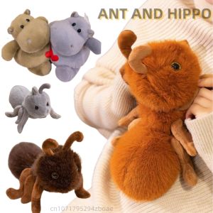 23/35cm Creative Kawaii Cartoon Colorful Ant Plush Doll Reptile Love Hippo Animal Stuffed Toy Home Decor Gift For Boys And Girls