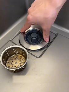 Kitchen Sink Drain Filter Plug ABS Bounce Core Press Type Waste Water Filter Net Cage Set for Kitchen Sinks Full Set