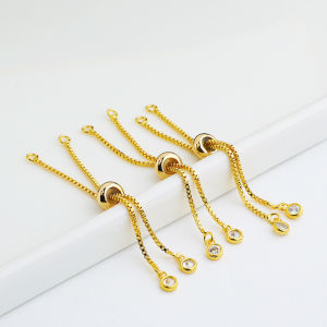 14K Gold Plated Expandable Bracelet DIY Handmade Finish Necklace Accessories with Extension Chain And Stopper Bead Box