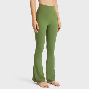 High Waist Yoga Pants Womens Slimming Flared Casual Fitness Trousers Elastic Butt Lifting Breathable Quick Dry Nylon Spandex