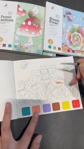 Weeda Toys สมุดระบายสีน้ำ แบบมีสีในตัว แถมพู่กัน สมุดภาพระบายสี ราคาโรงพยาบาย