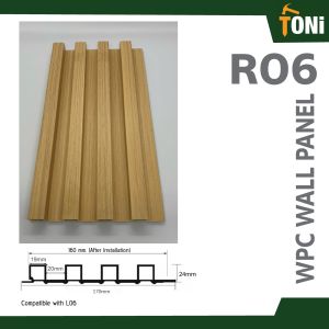 ระแนงไม้เทียมติดผนัง ลอนเหลี่ยม (สำหรับภายในอาคาร)
