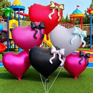 5Pcs 55CM Love Balloon with Bow Aluminum Film Heart Shaped Balloons Birthday Valentine’s Day Wedding Party Anniversary Decoration