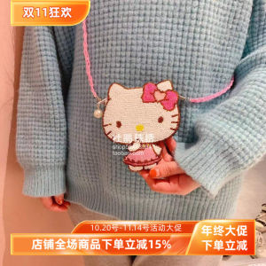 Azalea Pearl Embroidery Cartoon Cute Bows Pink Skirt KT Kids Girl Cat Student Handmade Beaded Hand Holding Zipper Bag