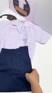 ชุดอนุบาล เอวยางยืด ชุดนักเรียนอนุบาล ชูดนักเรียน ชูดอนุบาลชาย ชูดนักเรียนชาย สีกรม พร้อมส่งด่วน