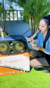 Loa Karaoke H1 Cao Cấp Bass Đôi 20cm 500W Kèm 2 Micro UHF Không Dây Hát Karaoke Gia Đình Nâng Giọng