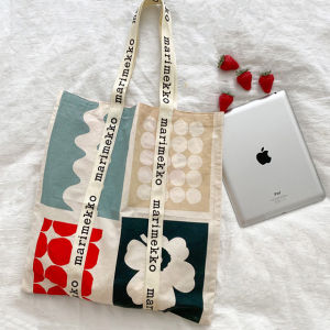 Marimekko70 Th Anniversary C&C MIRACLE Niche Style Original Canvas Bag Art Contrast Color Large Capacity Shoulder Bag Easiest for Match