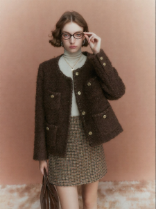 FAMANXUAN | Wool Faux French Style Winter Down Jacket For Petite Women