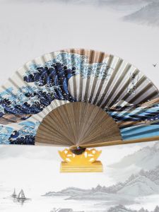 Silk Fan Decorative Japanese Style Sakura Wave Pattern Shop Decoration New Classical Bamboo Material Home Decor Accessories
