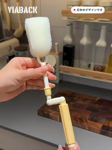 2025 New Multi-Functional Rotating Cup Brush Foldable Long Handle Cleaning Brush Three-In-One Household Kitchen Use Tool