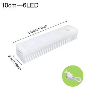 Motion Sensor Wireless LED Night Light USB Rechargeable Long Strip Bar Lamp for Kitchen Cabinet Aisle Tube Bedside Detector Bulb