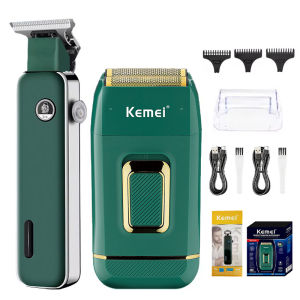 Kemei | Kemei KM-5098 KM-2031 Tông Đơ Cắt Tóc Chuyên Nghiệp Cho Nam Có Thể Sạc Lại Tông Đơ Điện Sử Dụng Ướt/Khô 3-4 Đầu Phun Xanh Bộ