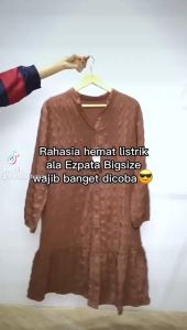 Ezpata Atasan Tunik Zarea Jumbo Crinkle Kancing Depan Busui Friendly Lengan Serut Wudhu Friendly