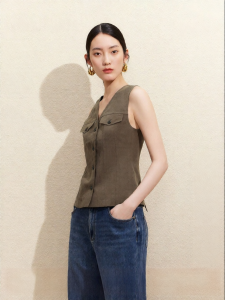 Vero Moda | Lycell Linen Blend V-Neck Sleeveless Women Vest