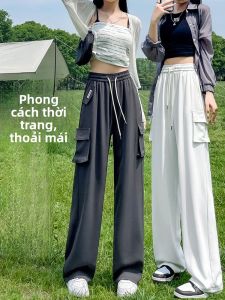 LANGPIN | กางเกงขายาวทรงหลวมสไตล์อเมริกันสำหรับผู้หญิงในช่วงฤดูร้อน กางเกงขายาวทรงหลวมบาง กางเกงขายาวทรงสลิมฟิต กางเกงขายาวทรงหลวม กางเกงขายาวลำลอง
