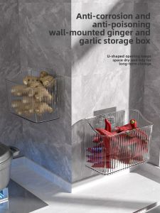 YUEJIBANNI | Wall-mounted Kitchen Storage Basket for Garlic Ginger and Seasonings