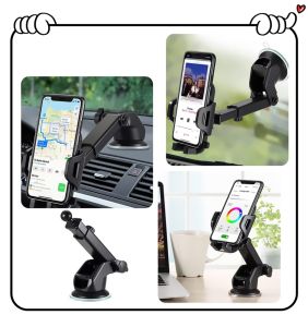 Car Phone Holder One Hand Operation 360° Degree Rotation Holder Dashboard Mobil