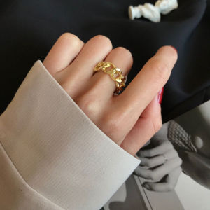 Fashionable Gold Color Square Block Ring for Women Trendy Open Finger Ring Party Dancing Ring Stylish Accessory