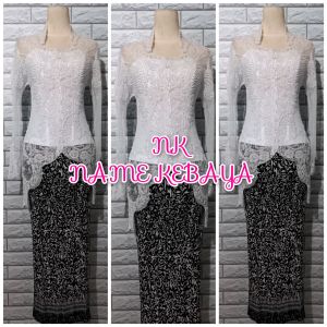 set kebaya akad nikah kebaya putih murah + rok prisket